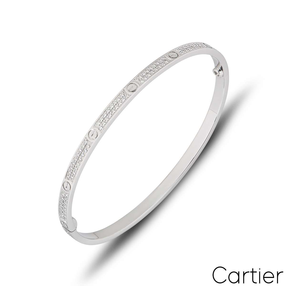 Cartier White Gold Pave Diamond SM Love Bracelet Size 19 N6710819 Cartier White Gold Pave Diamond SM Love Bracelet Size 19 N6710819